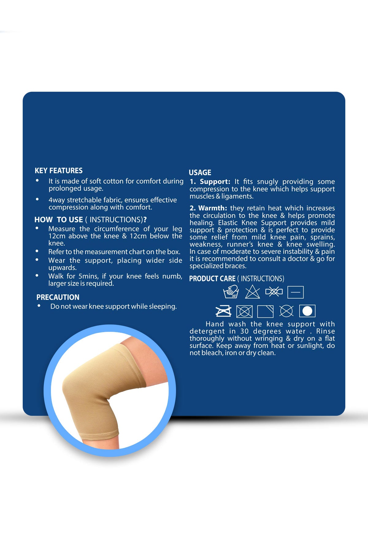 Doqtar Elastic Knee Support Skin M