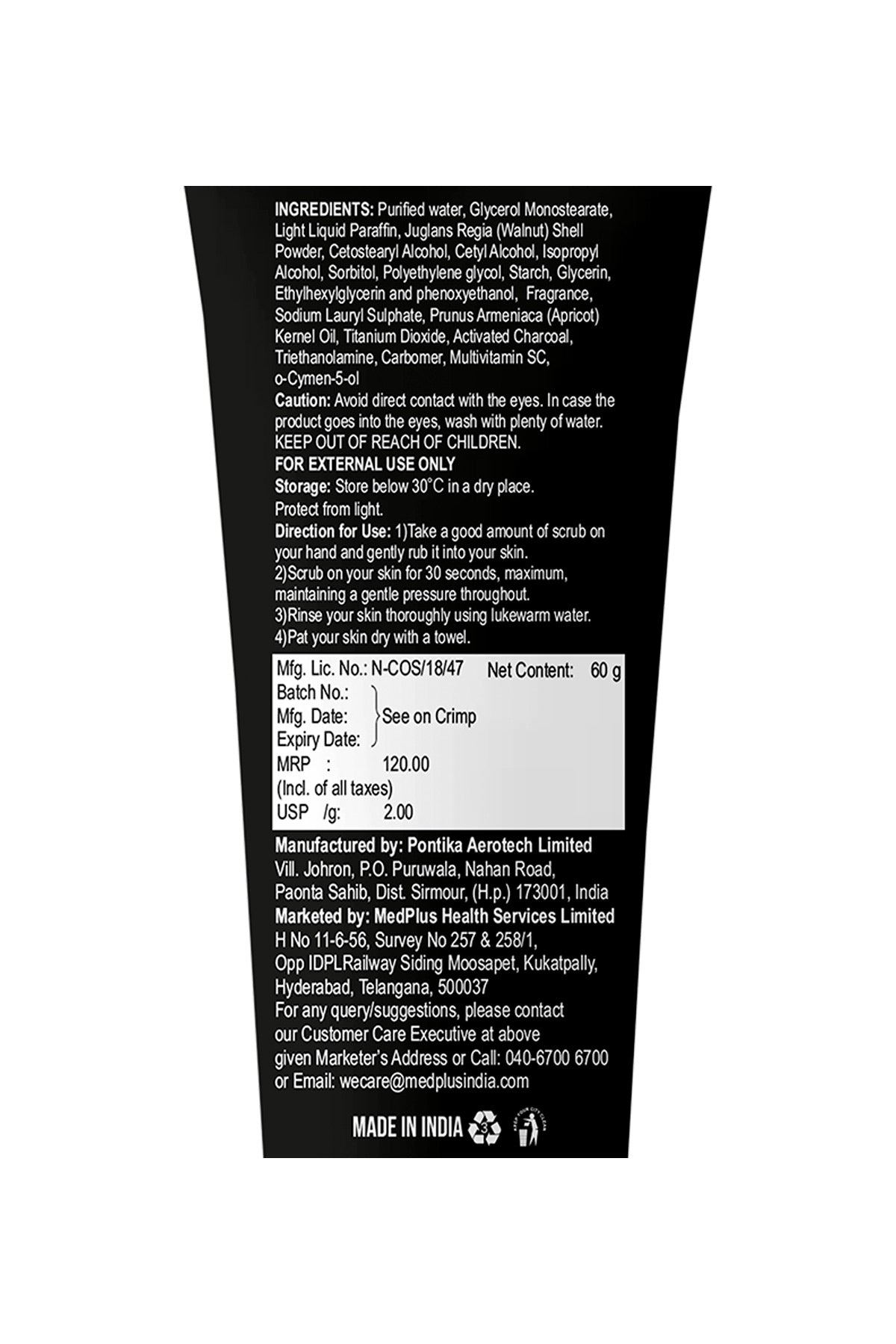 East 57th Charcoal Face Scrub (60gm)