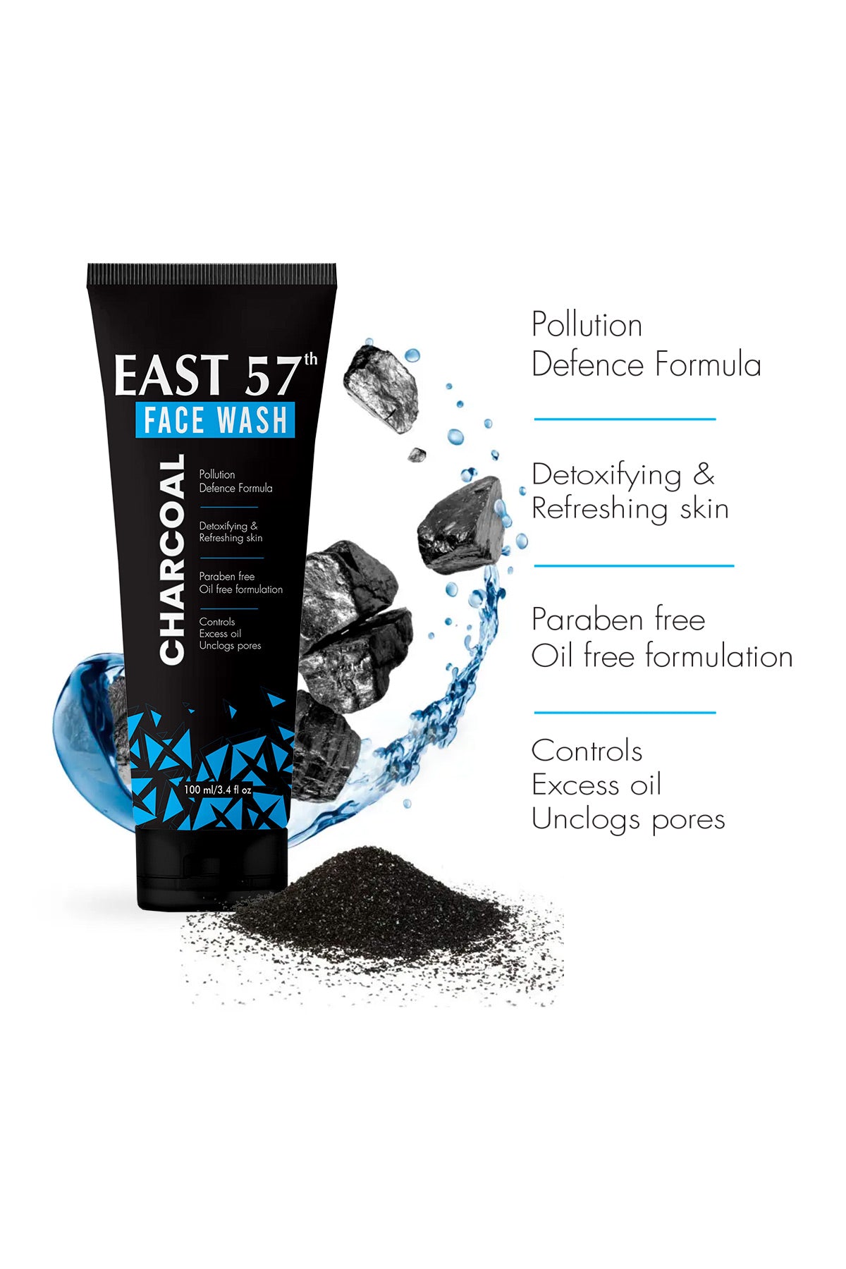 East 57th Activated Charcoal Face Wash (100ml)