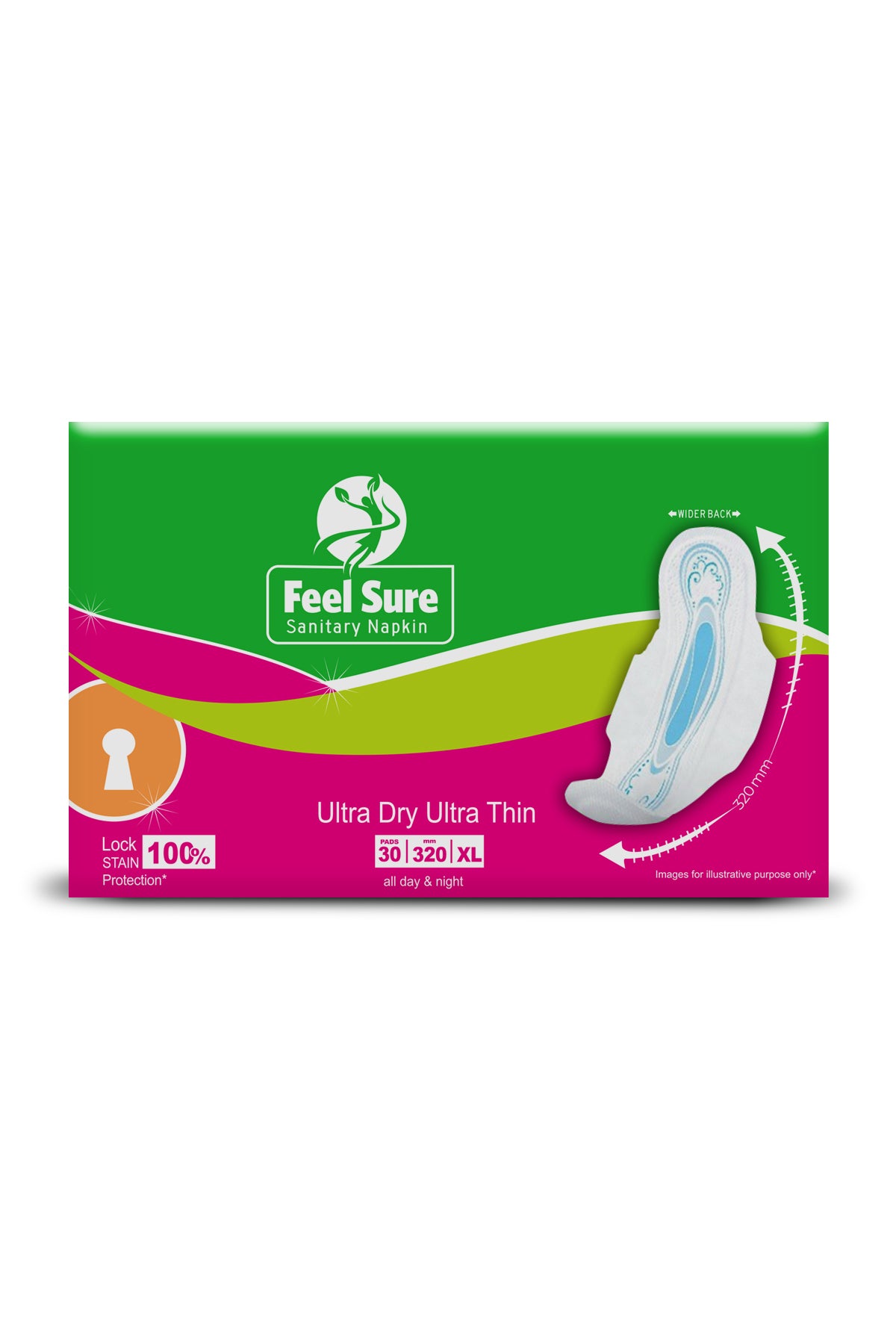 Feel Sure Ultra Thin Sanitary Napkins XL 30s