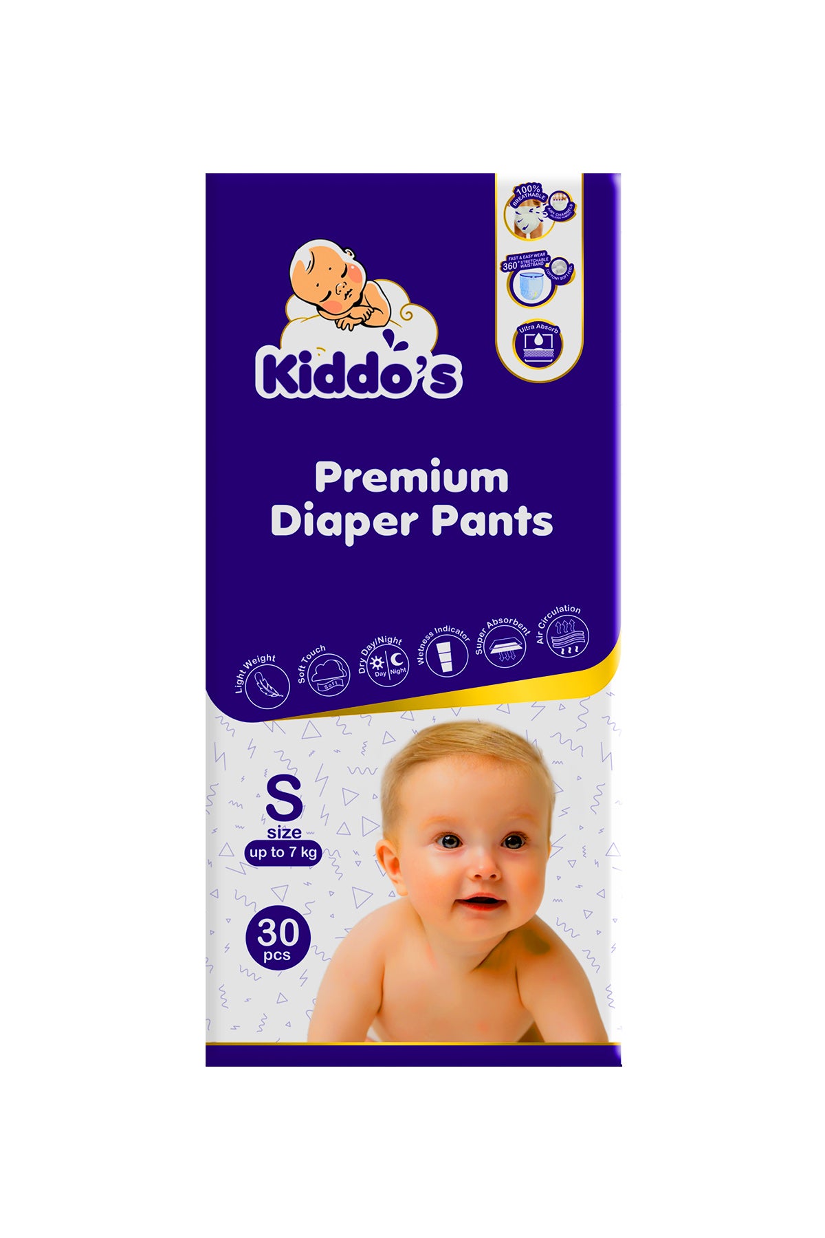 Kiddos Premium Baby Diaper Pants S 30s – mavenspick