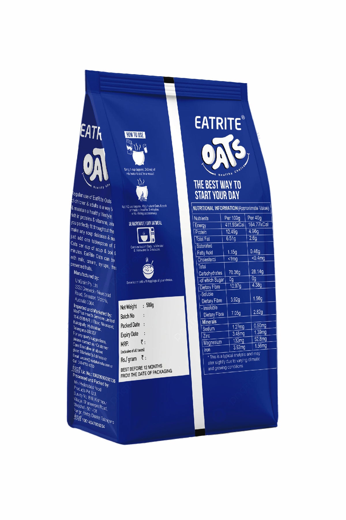 Eatrite Oats Refill Pack (500gm)