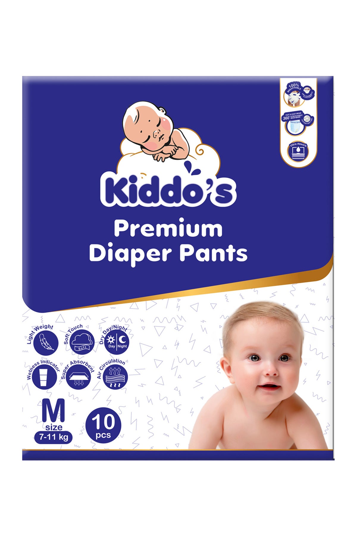 Kiddos Premium Baby Diaper Pants M 10s