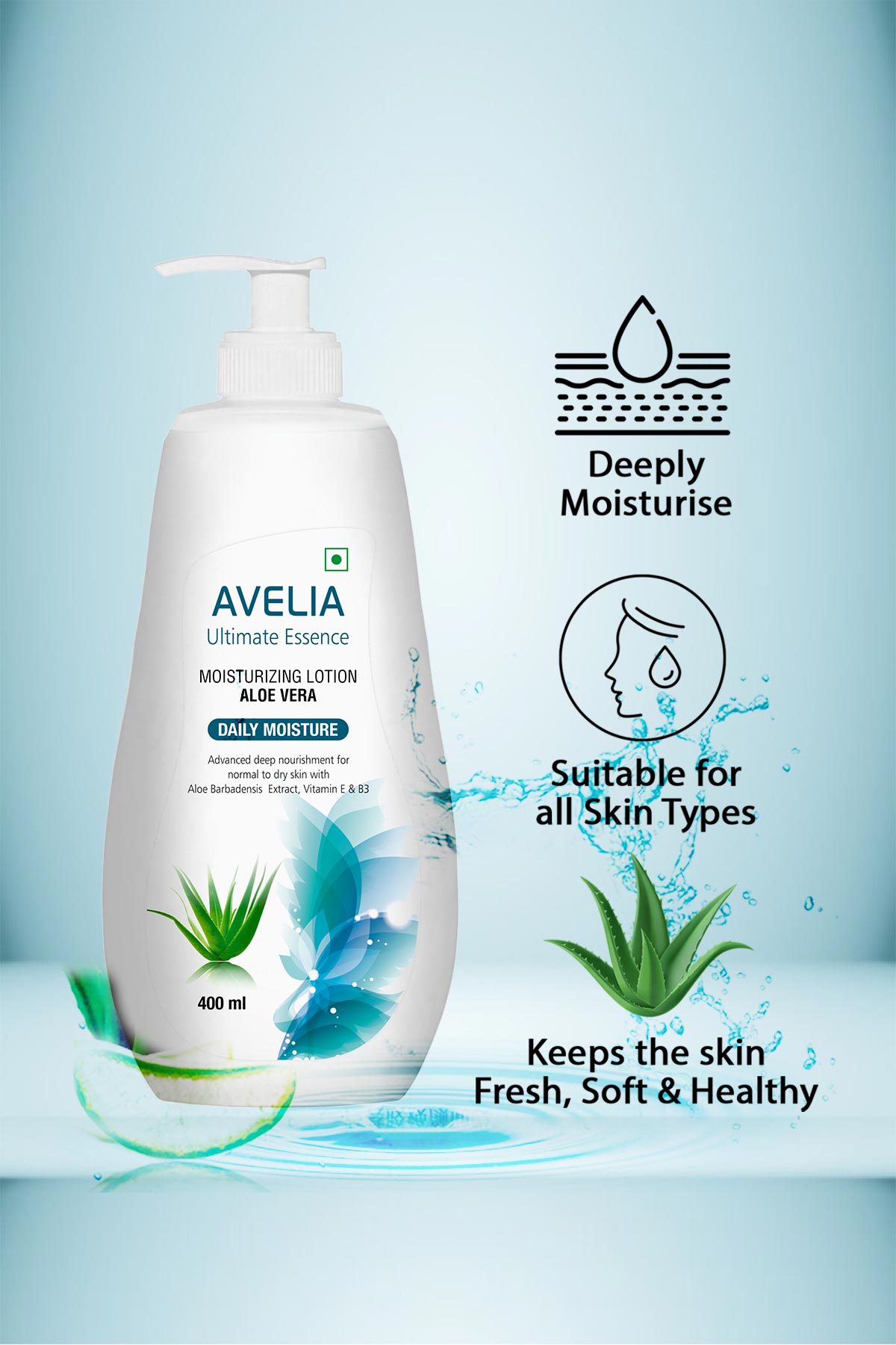 Avelia Aloe Vera Moisturizing Lotion - AloeVera (400ml)