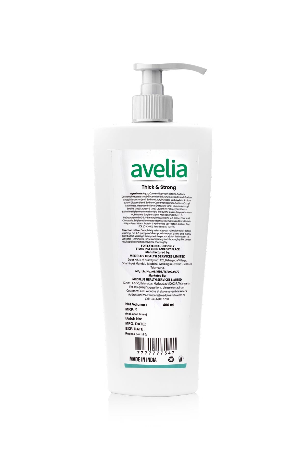 Avelia Sulphate Free Thick and Strong Shampoo (400ml)