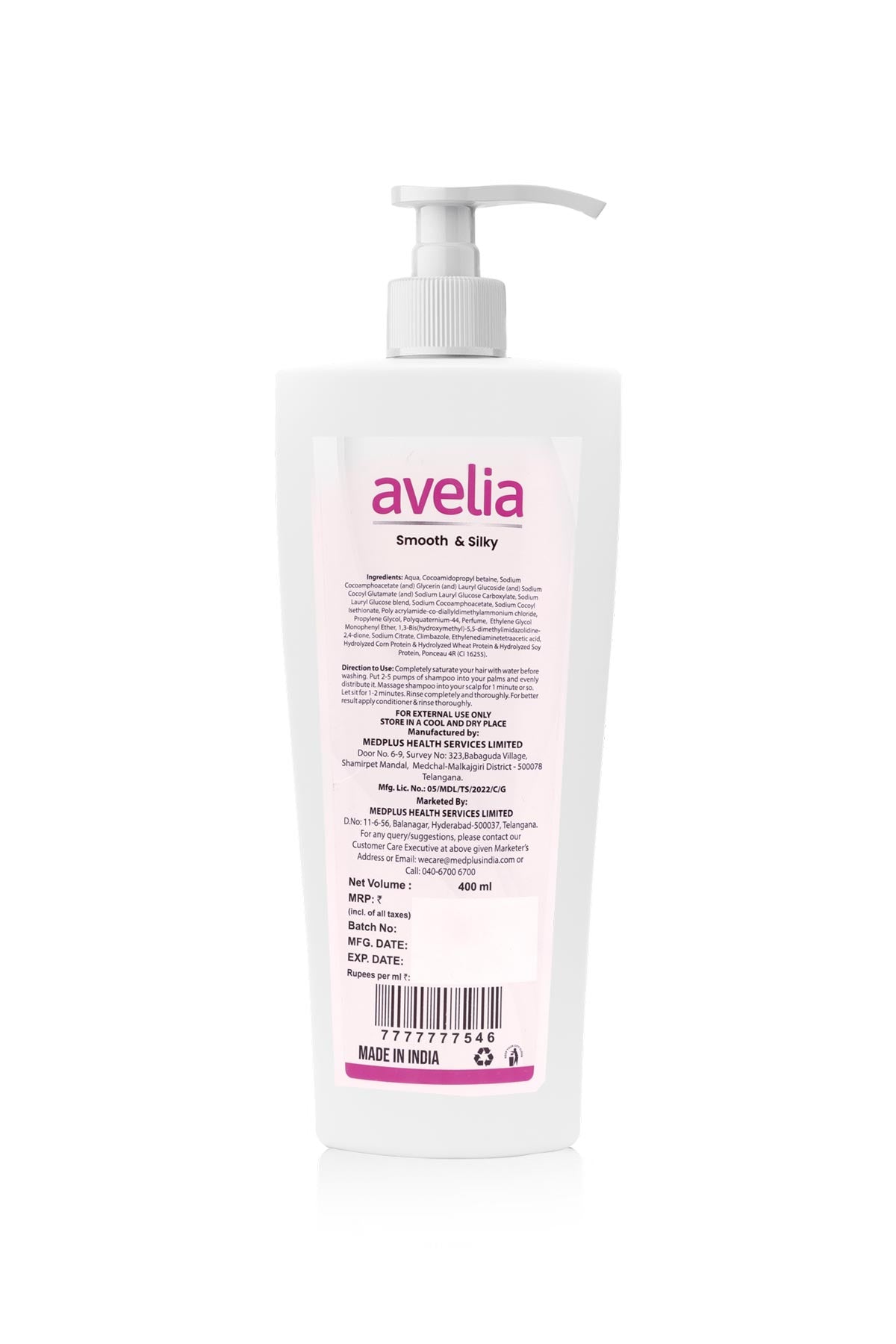 Avelia Sulphate Free Smooth and Silky Shampoo (400ml)