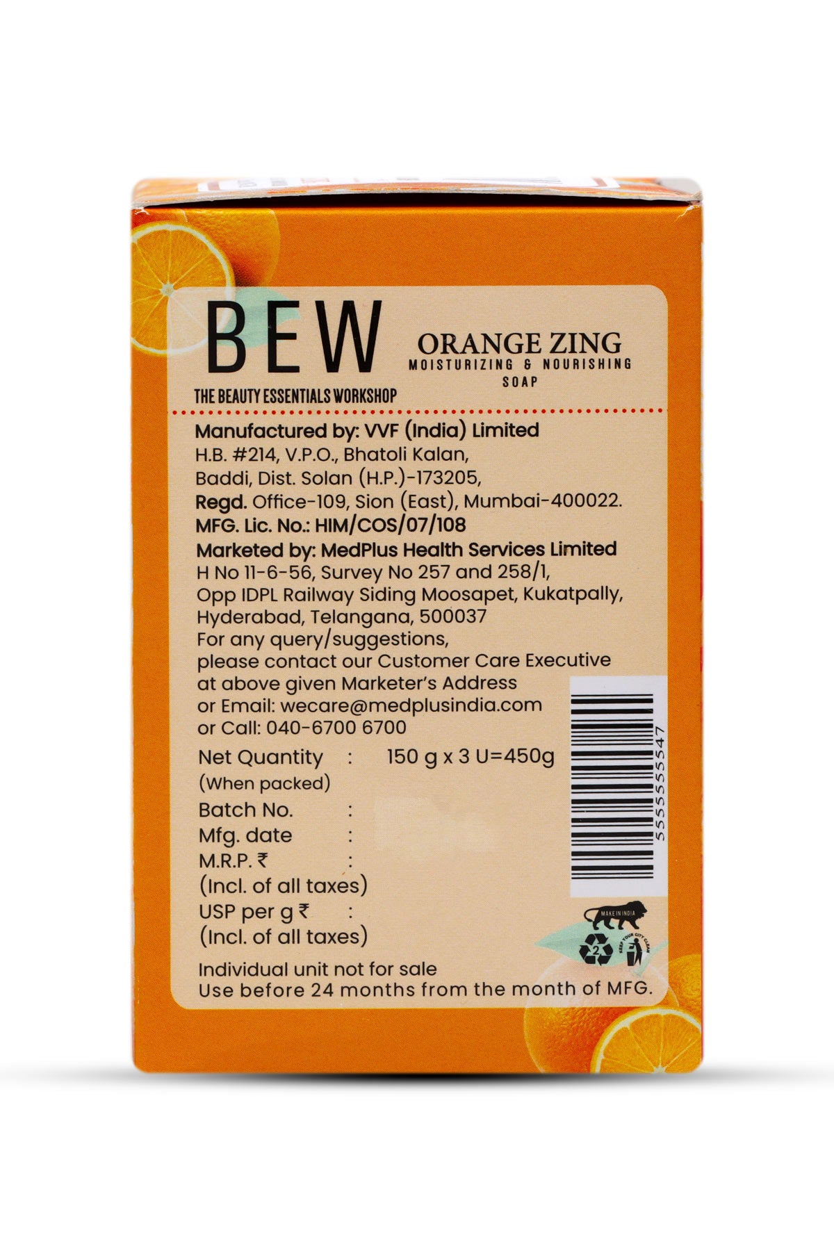 Bew Orange Zing Soap (3x150gm)