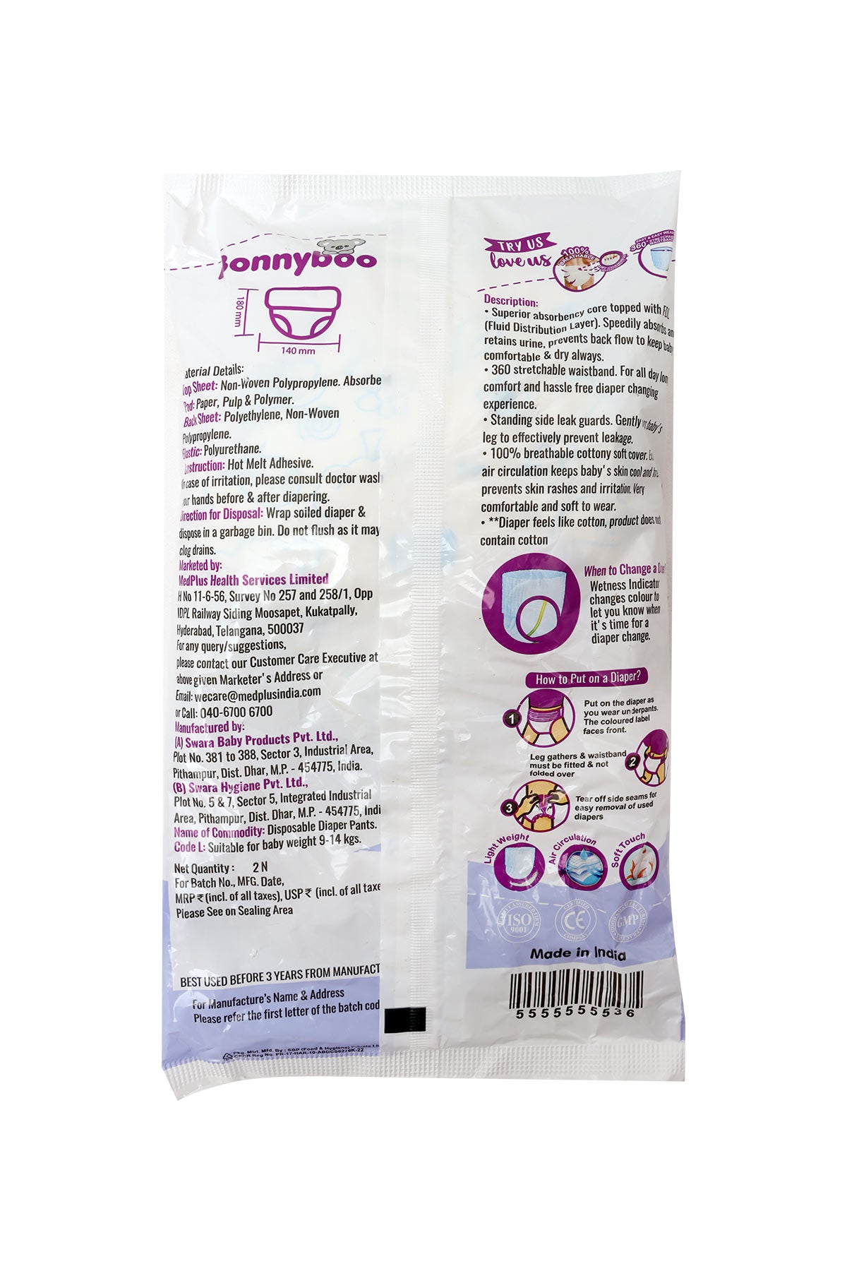 Bonnyboo Premium Baby Diaper Pants L 2s