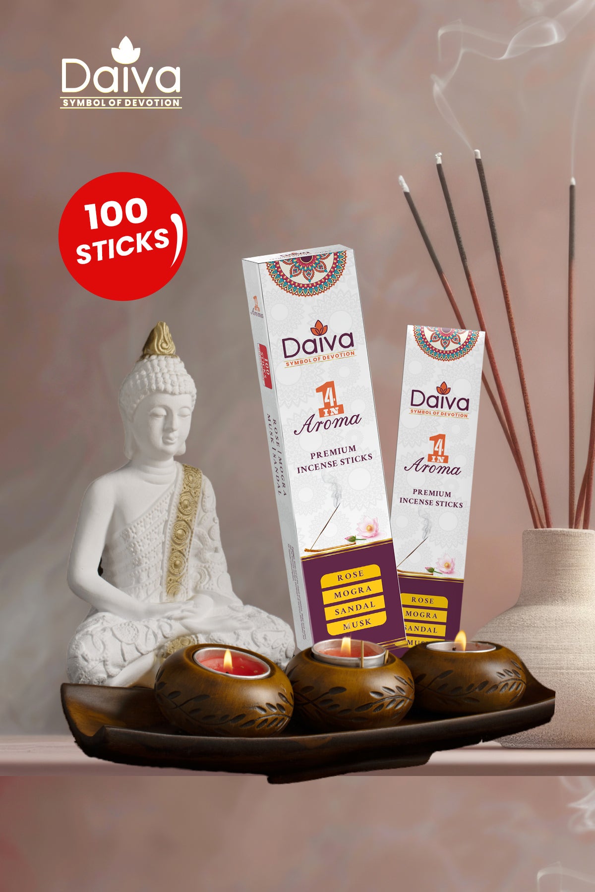 Daiva 4 in 1 Premium Incense Sticks 100s