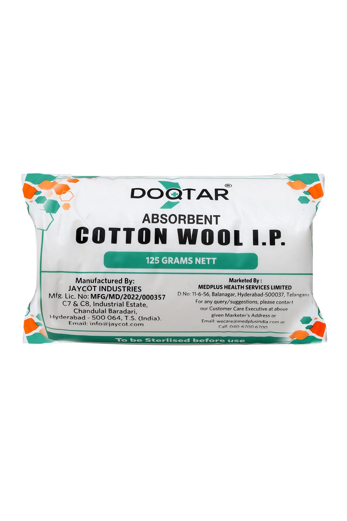 Doqtar Absorbent Cotton Wool Ip 125gm Nett