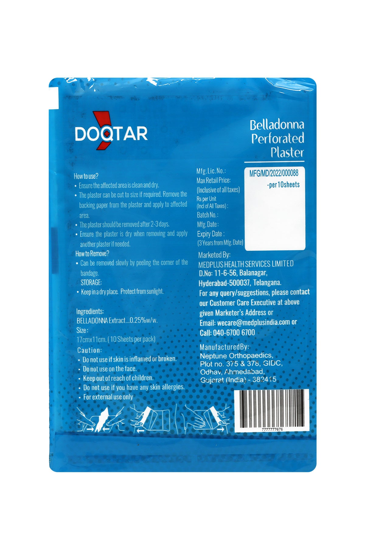 Doqtar Belladona Perforated Plaster