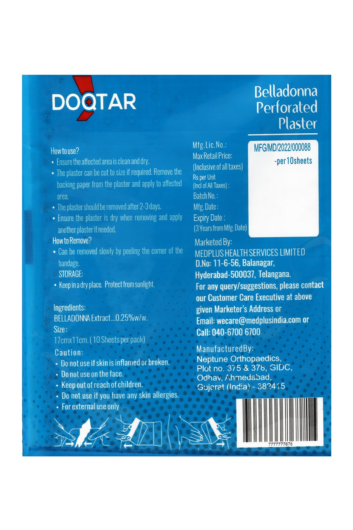 Doqtar Belladona Perforated Plaster