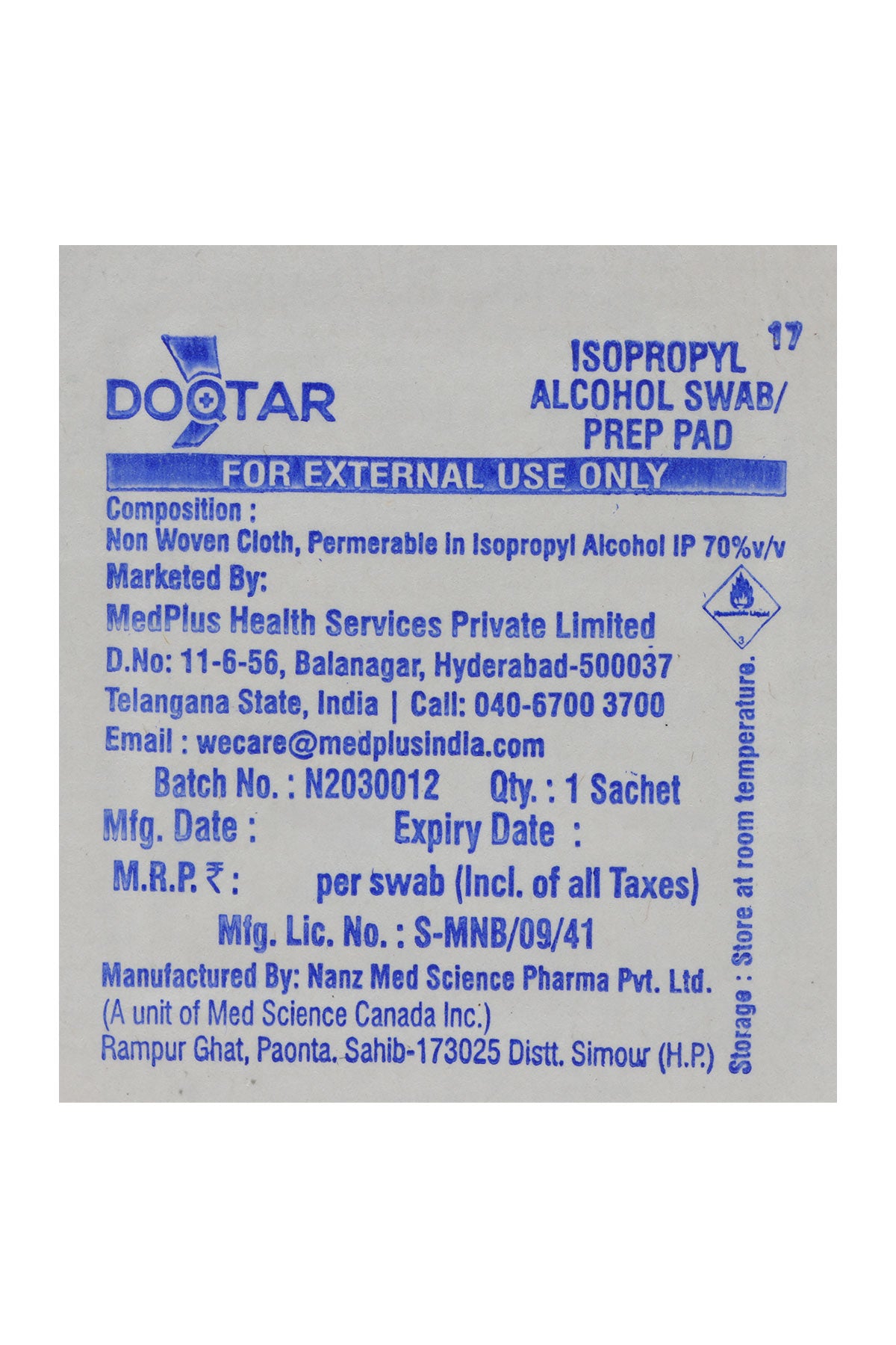 Doqtar Alcohol Swabs