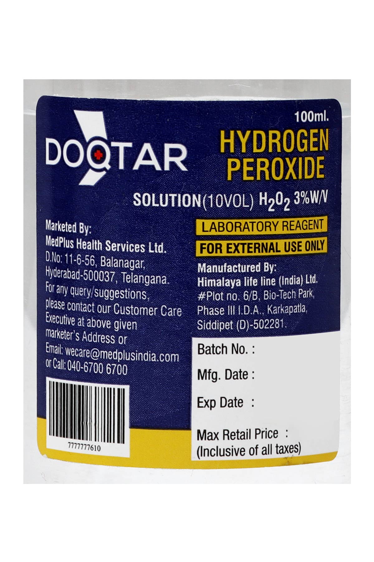 Doqtar Hydrogen Peroxide 3% (100ml)