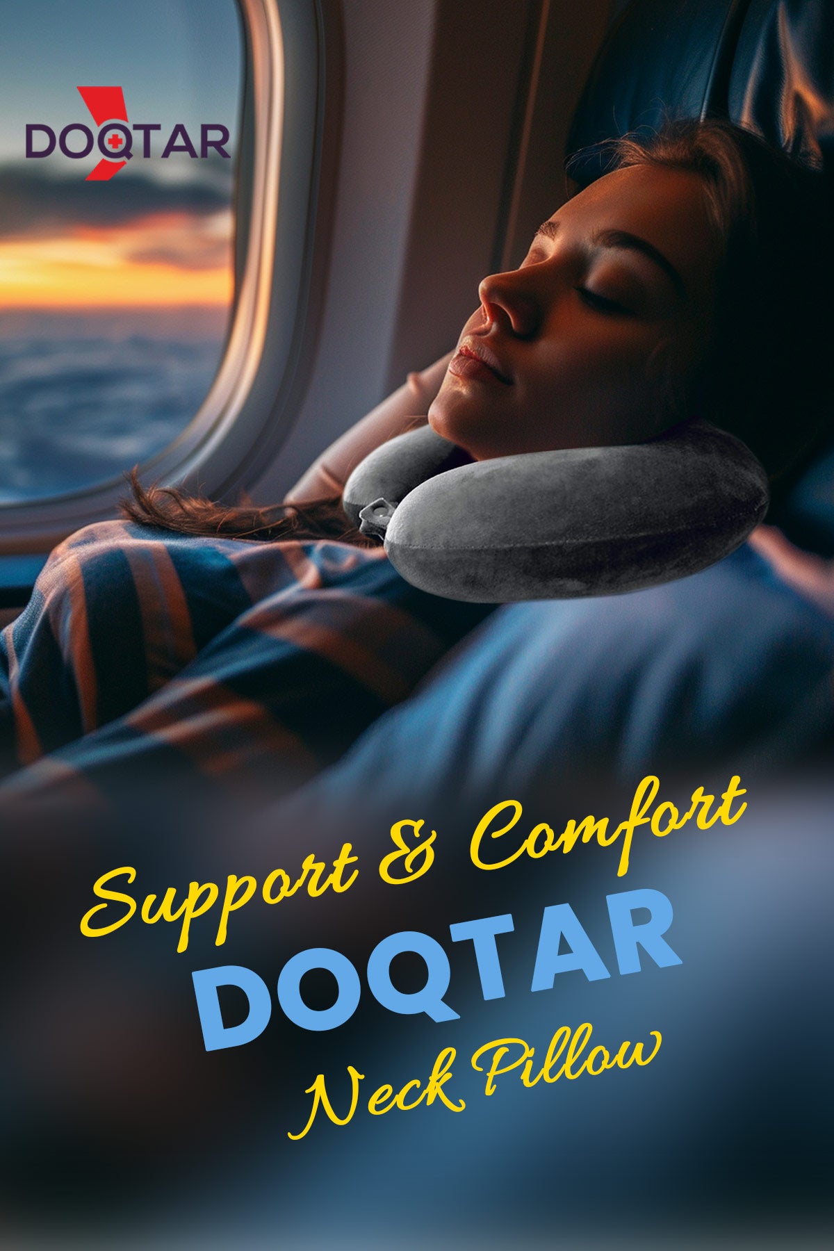 Doqtar Memory Foam Travel Pillow