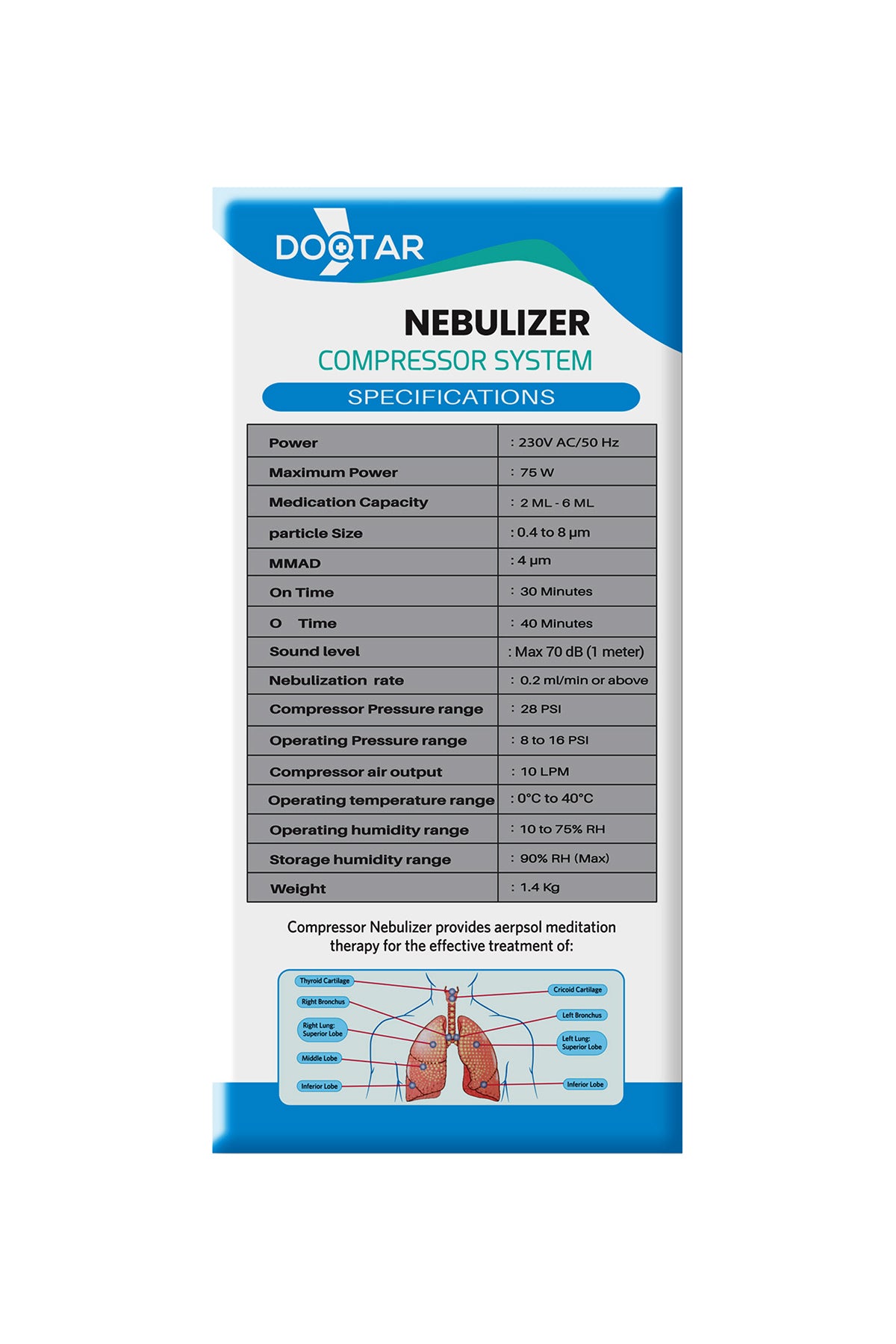Doqtar Nebulizer Compressor System