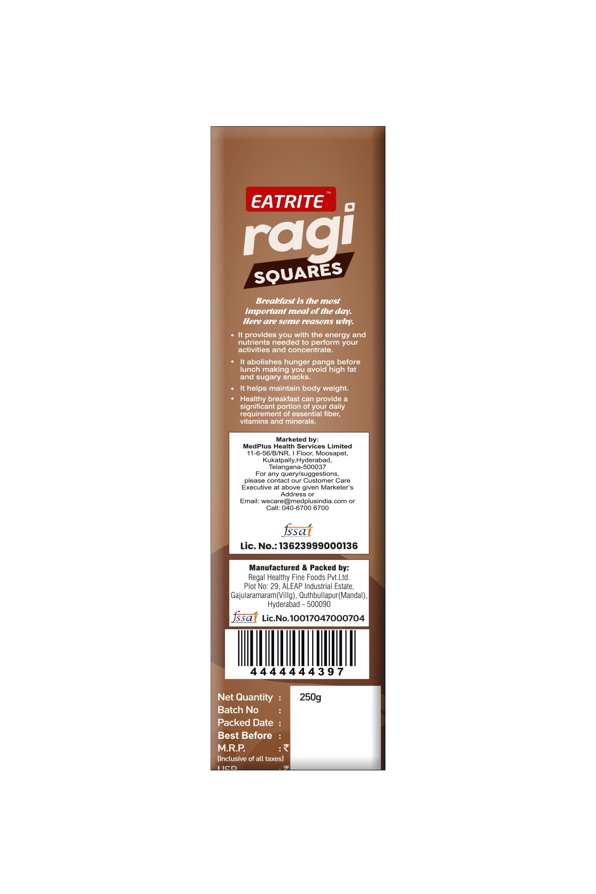 Eatrite Ragifills Chocolate (250gm)