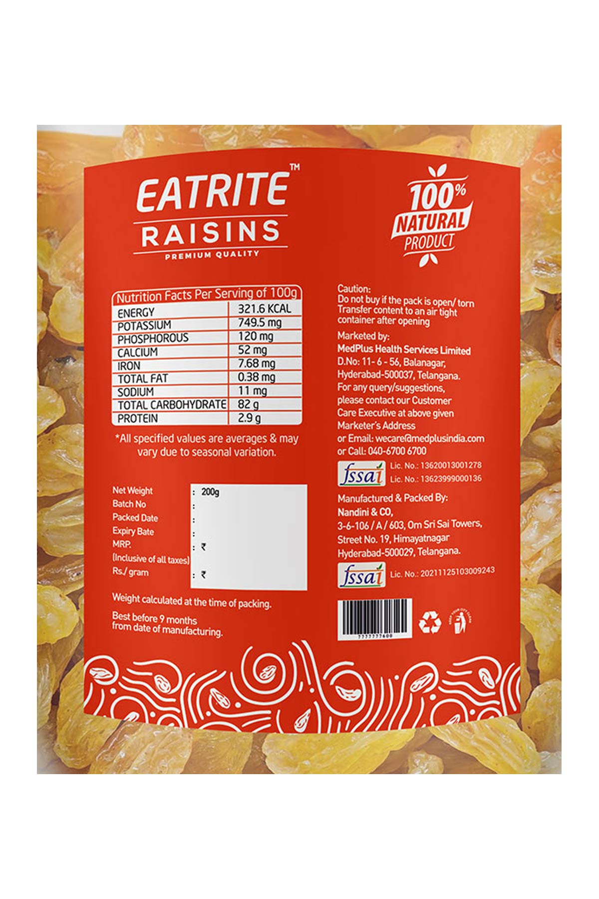 Eatrite Raisins (200gm)