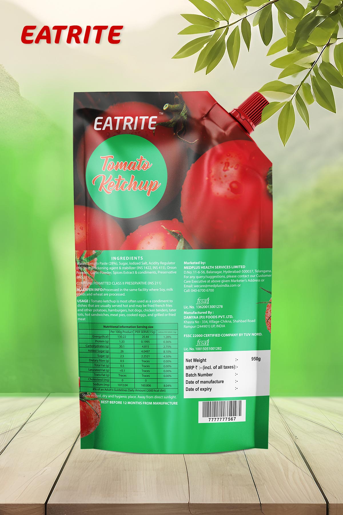 Eatrite Fresh Tomato Ketchup (950gm)