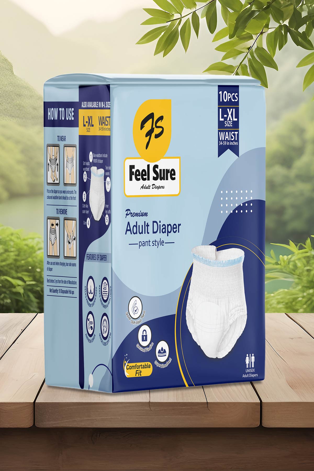 Feelsure Premium Adult Diaper Pants L/XL 10s