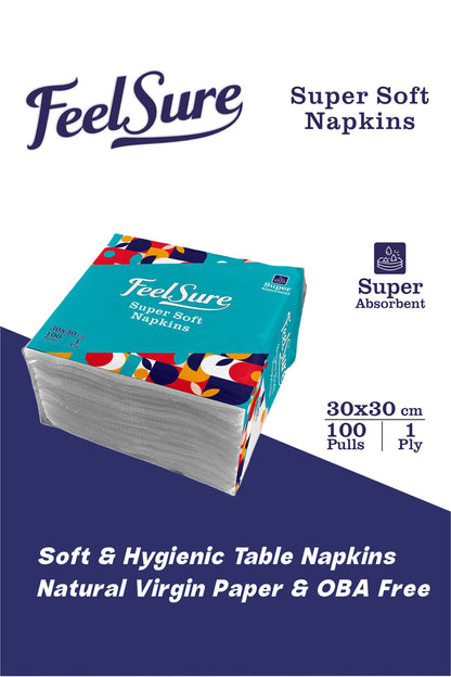 Feel Sure Paper Napkin 30x30cm (1 Ply, 100 Pulls)