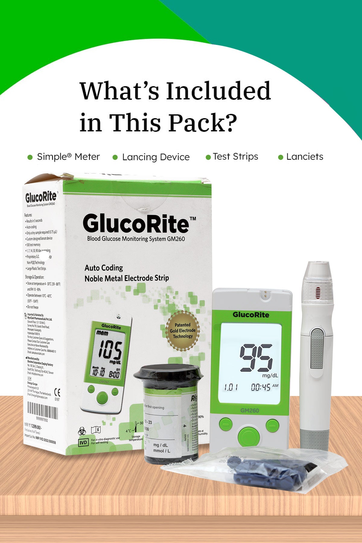 Glucorite Blood Glucose Monitoring System Gm-260