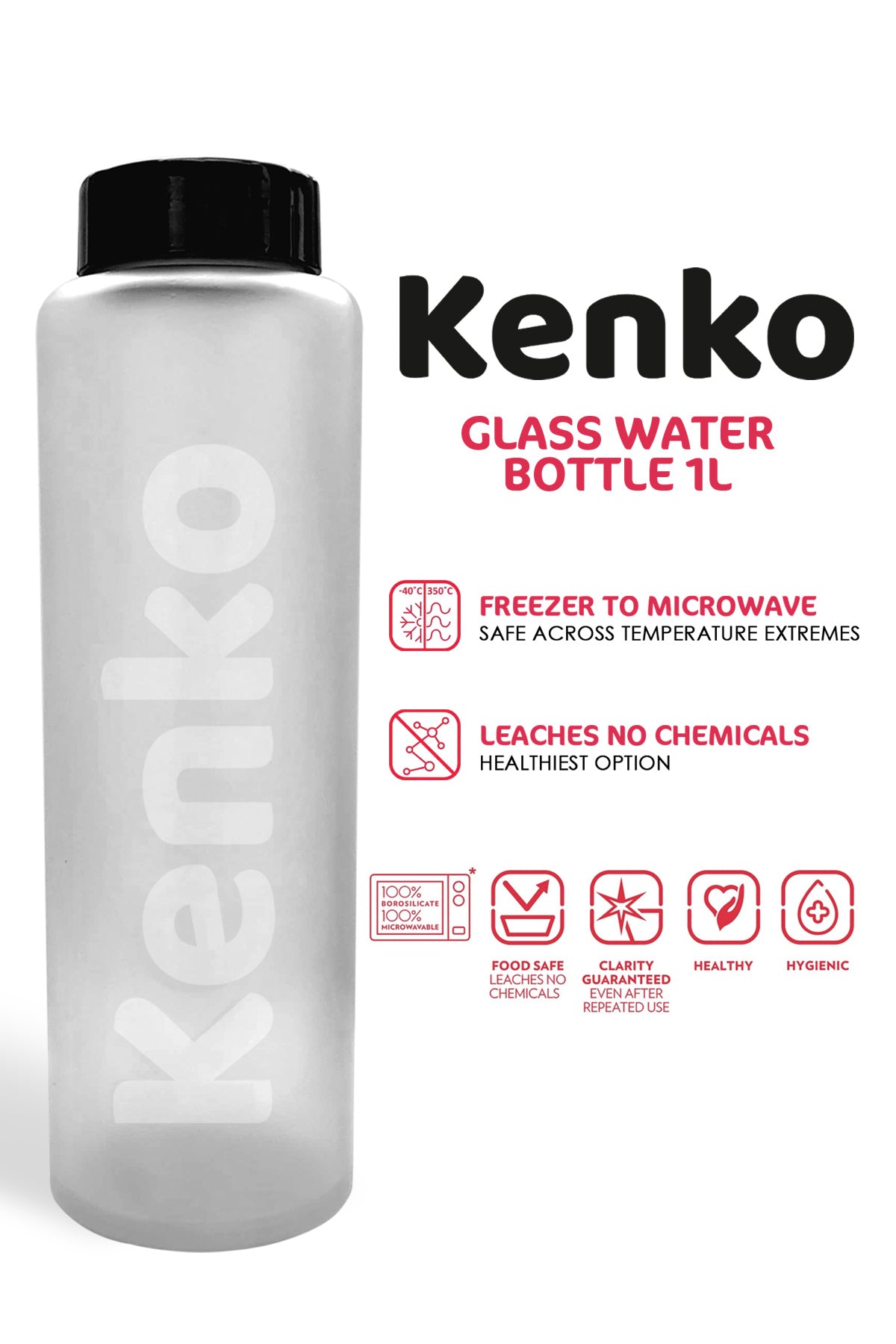 Kenko Glass Water Bottle (1 liter)