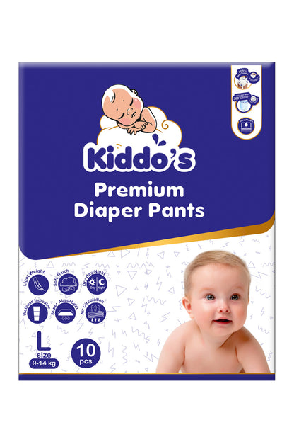 Kiddos Premium Baby Diaper Pants L 10s