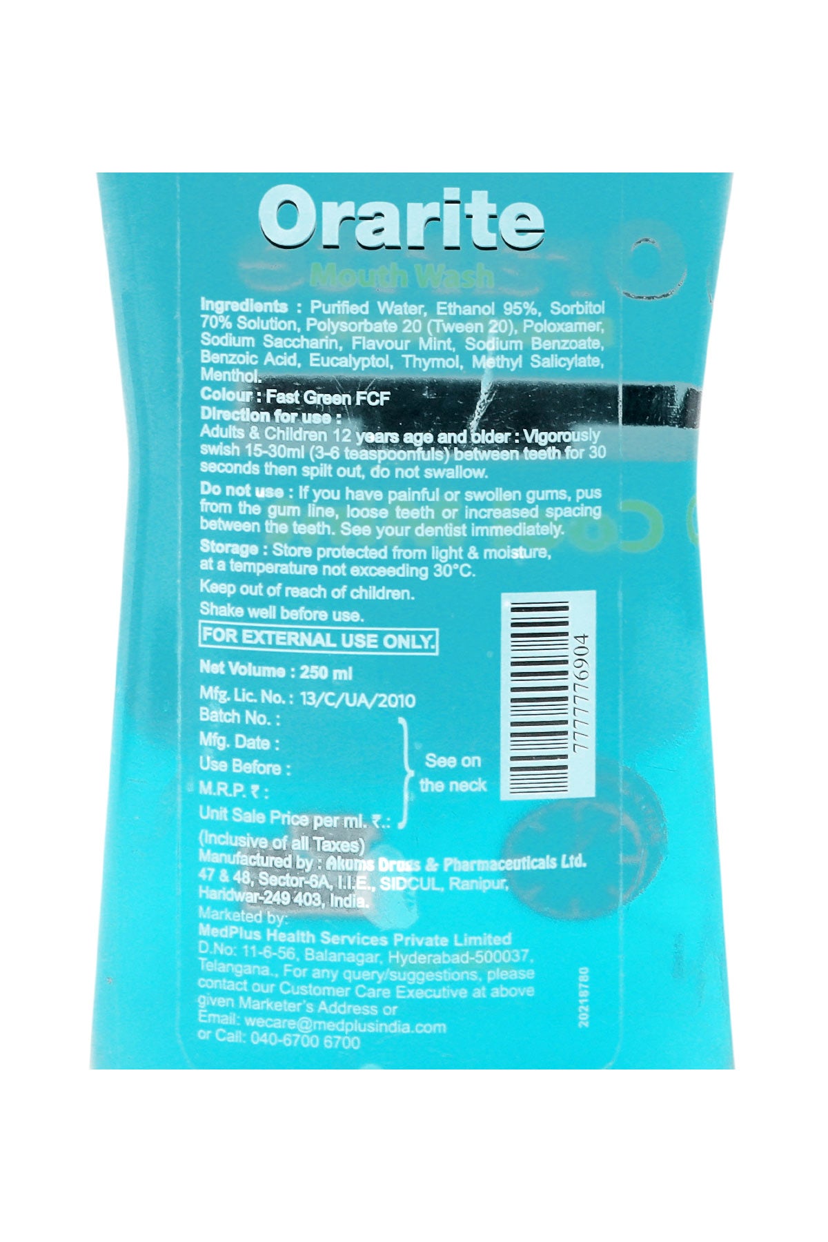 Orarite Mouth Wash (250ml)