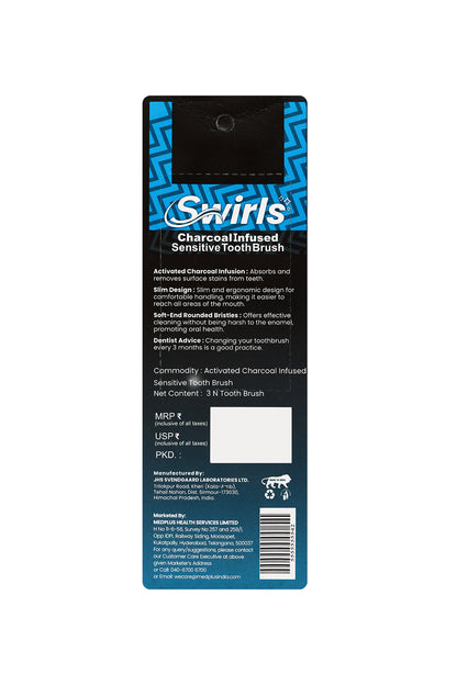 Swirls Charcoal Infused Sensitive 2+1 Tooth Brush