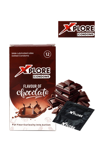 Xplore Chocolate Flavoured Dotted Condoms 12s