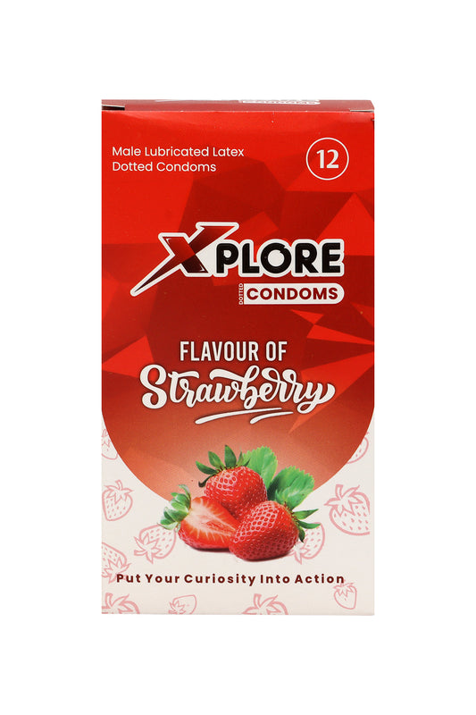 Xplore Strawberry Flavoured Dotted Condoms 12s