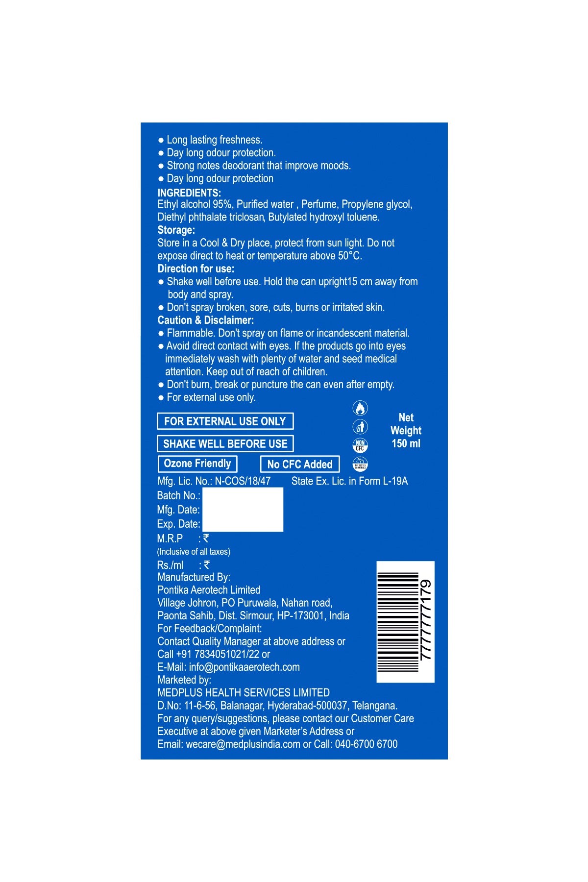 Avelia Body Deodorant Active Fresh (150ml)