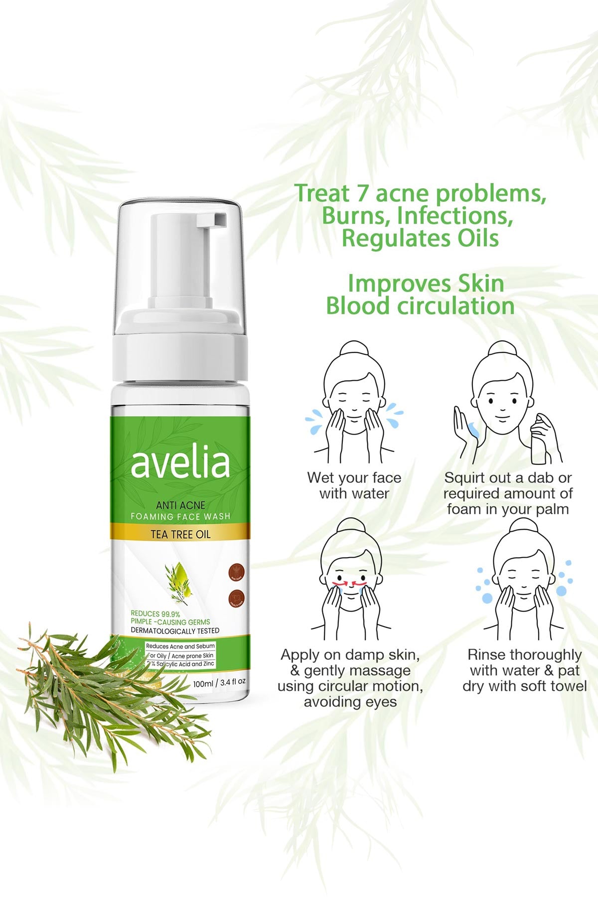 Avelia Anti Acne Foaming Face Wash (100ml)