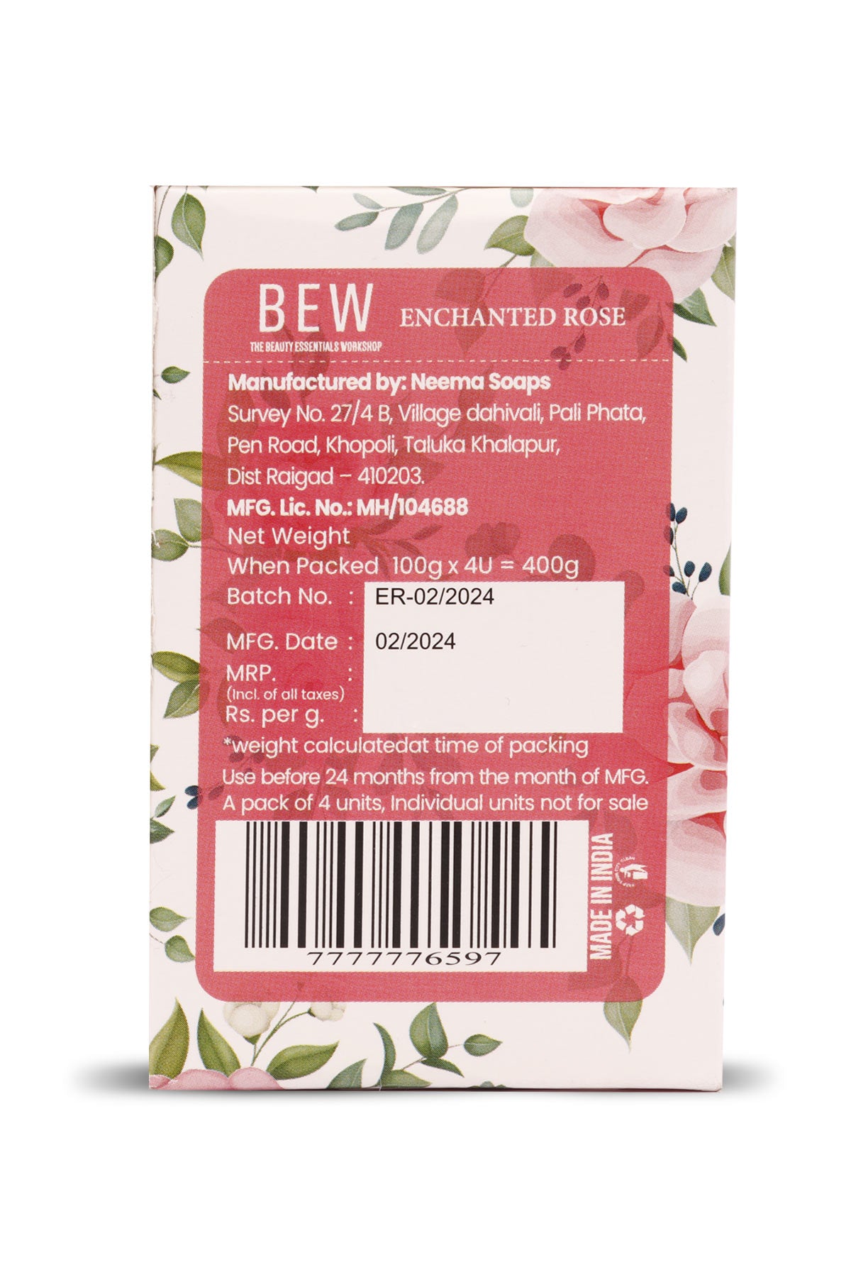 Bew Enchanted Rose Soap (4x100gm)