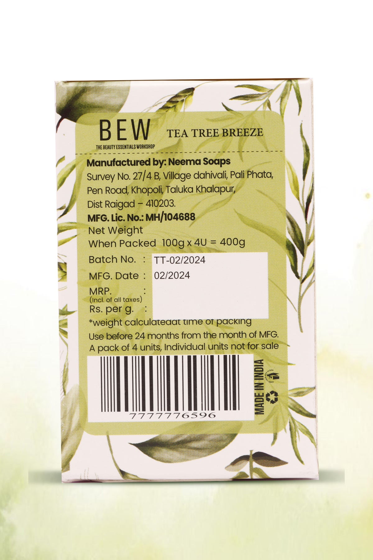 Bew Tea Tree Breeze Soap (4x100gm)