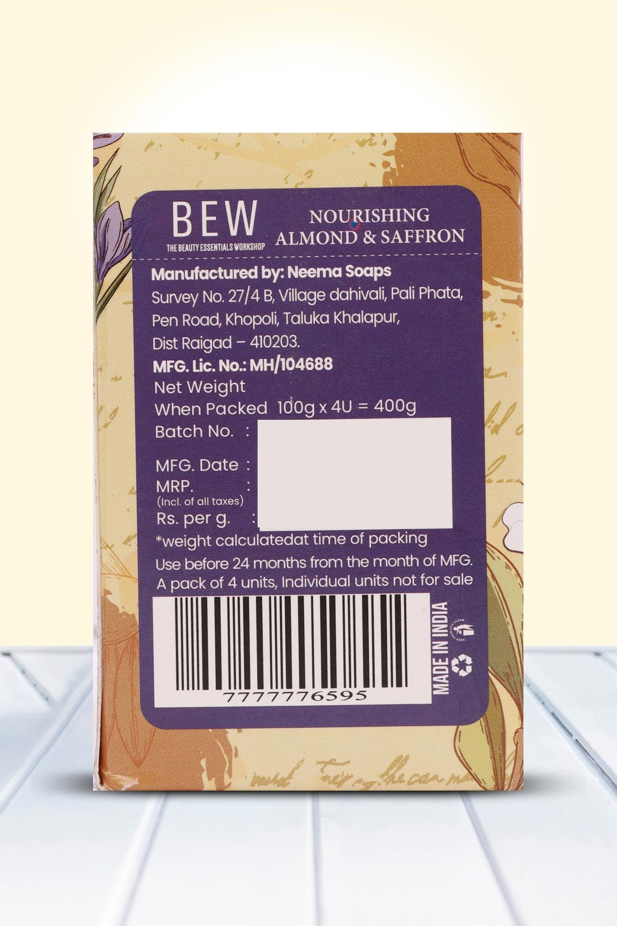 Bew Nourishing Almond and Saffron Soap (4x100gm)