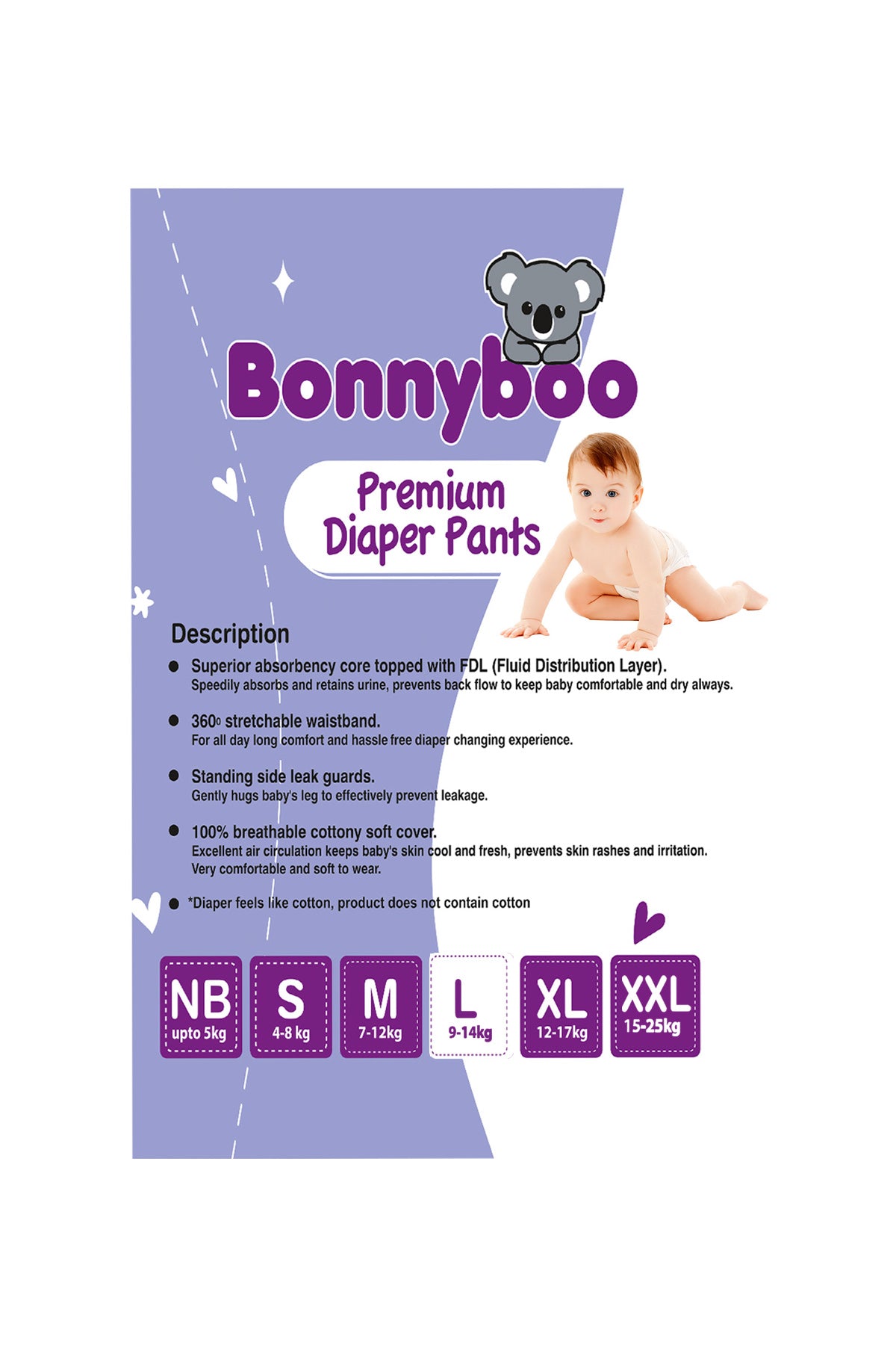 Bonnyboo Premium Baby Diaper Pants L 30s