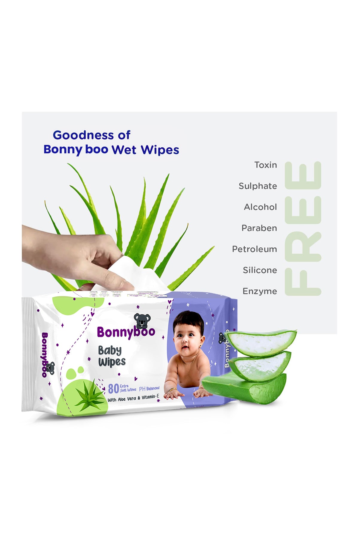 Bonnyboo Baby Skin Care Wipes 1+1 80s