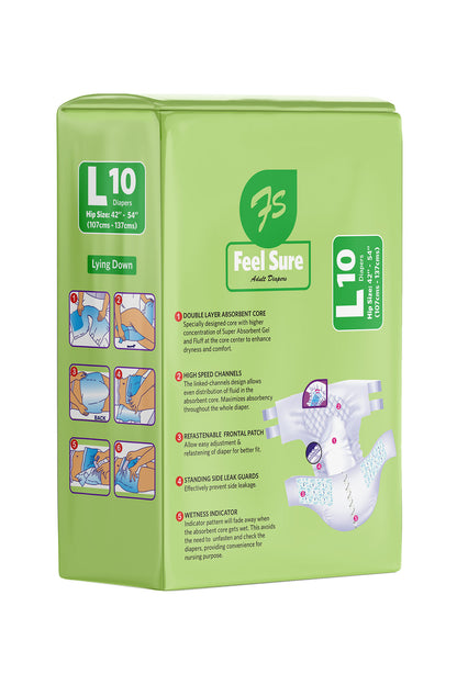 Feel Sure Adult Diapers L 10s