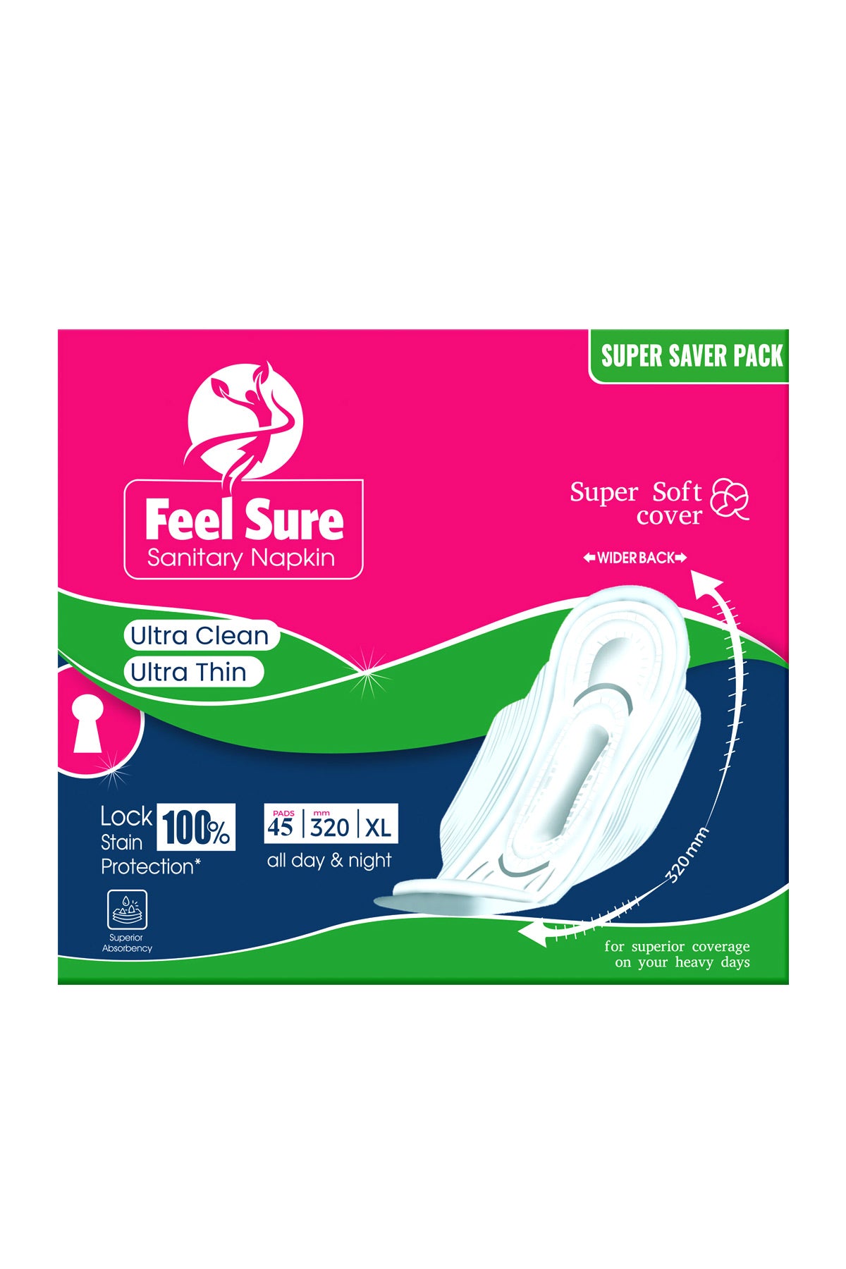 Feelsure Ultra Clean Sanitary Napkin XL 45s