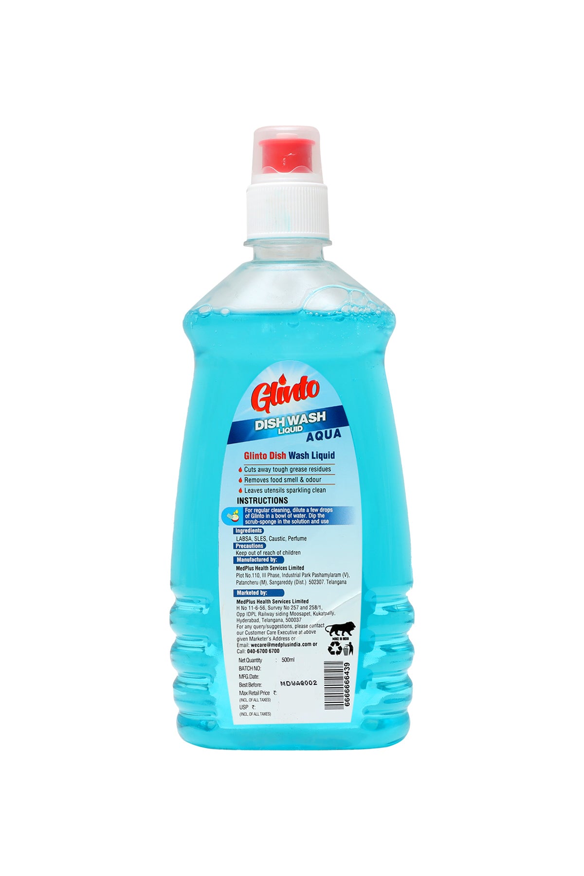 Glinto Dish Wash Liquid (500ml) - Aqua