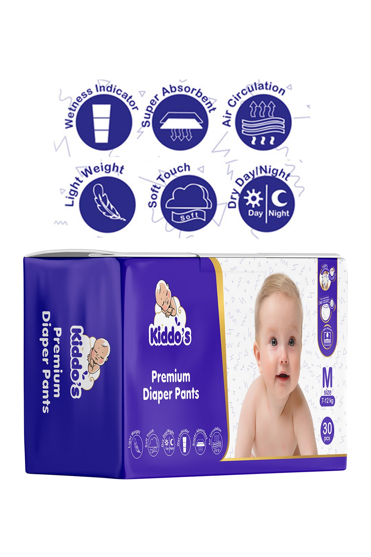 Kiddos Premium Baby Diaper Pants M 30s