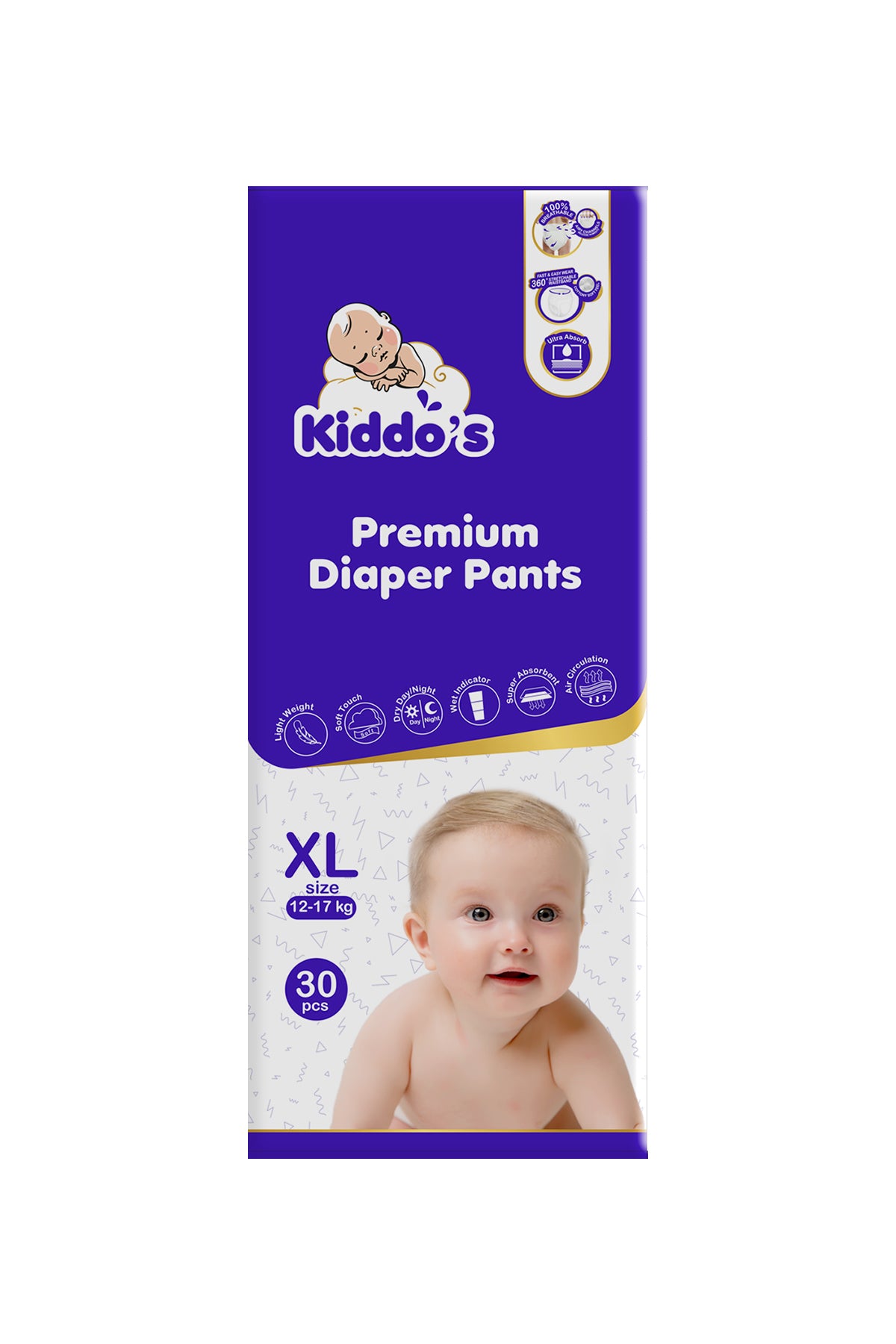 Kiddos Premium Baby Diaper Pants XL 30s