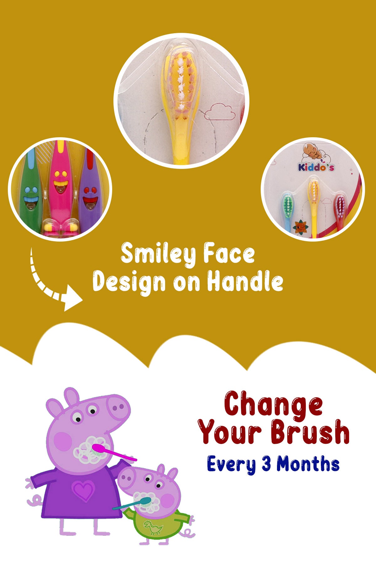 Kiddos Smiley 2+1 Tooth Brush