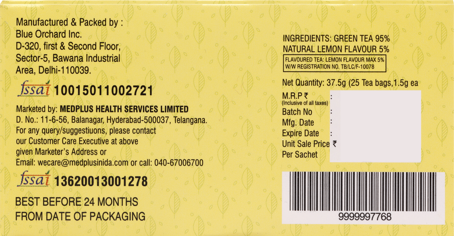 Natures Best Green Tea Sachet - Lemon (25s)