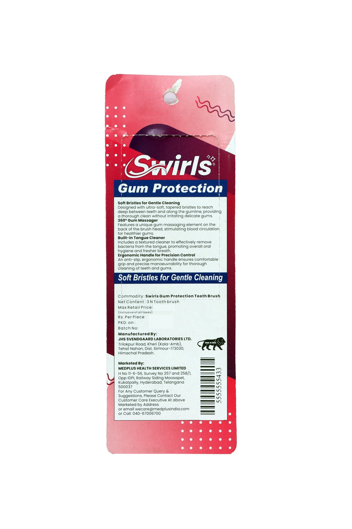 Swirls Gum Protect Sensitive Toothbrush 3s